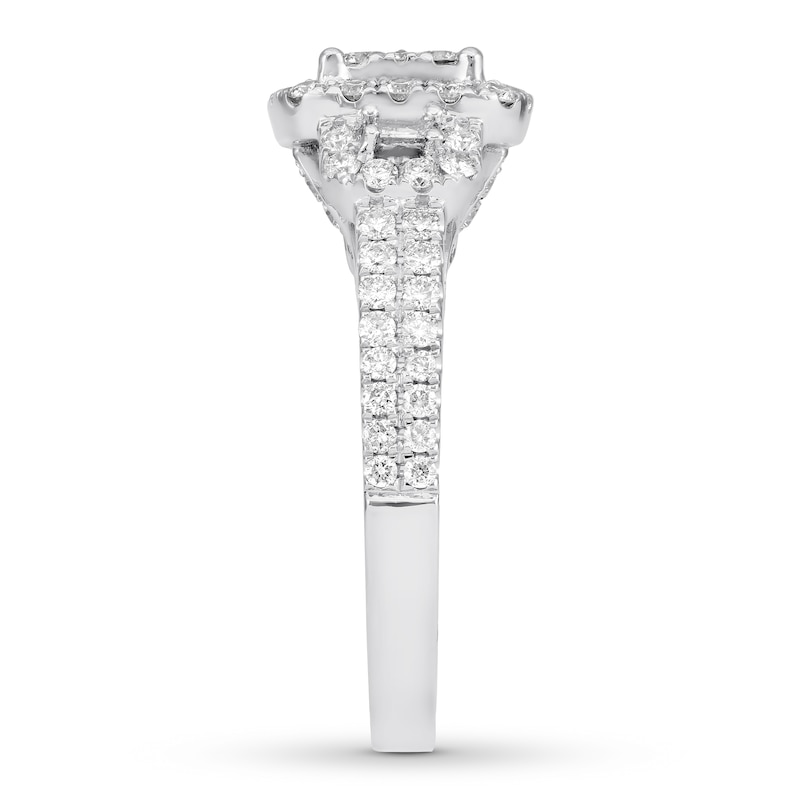 Main Image 3 of Previously Owned Diamond Engagement Ring 1-1/8 ct tw Round/Baguette 14K White Gold