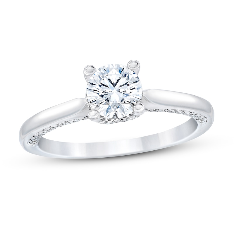Previously Owned Royal Asscher Maxima Diamond Engagement Ring 1 ct tw Round 14K White Gold