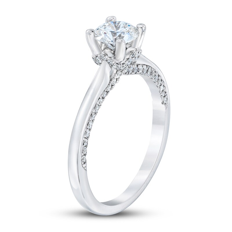 Main Image 2 of Previously Owned Royal Asscher Maxima Diamond Engagement Ring 1 ct tw Round 14K White Gold