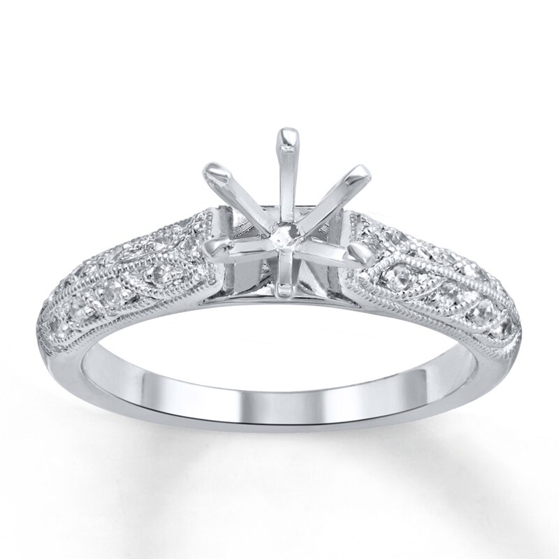 Main Image 1 of Previously Owned Diamond Ring Setting 1/6 ct tw Round-cut 14K White Gold