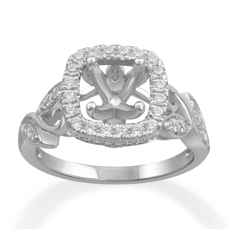Main Image 1 of Previously Owned Diamond Ring Setting 1/2 ct tw Round-cut 14K White Gold