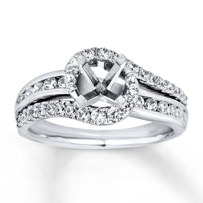 Main Image 1 of Previously Owned Diamond Engagement Ring Setting 3/4 ct tw Round 14K White Gold