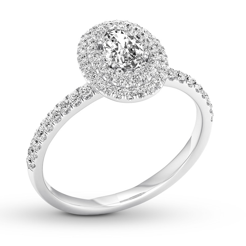 Main Image 4 of Previously Owned Oval Diamond Engagement Ring 5/8 ct tw 14K White Gold