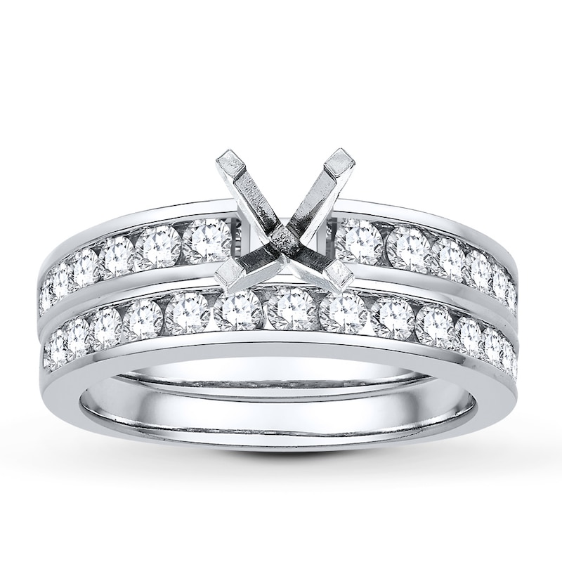 Main Image 1 of Previously Owned Colorless Diamond Bridal Setting 7/8 ct tw Round 14K White Gold