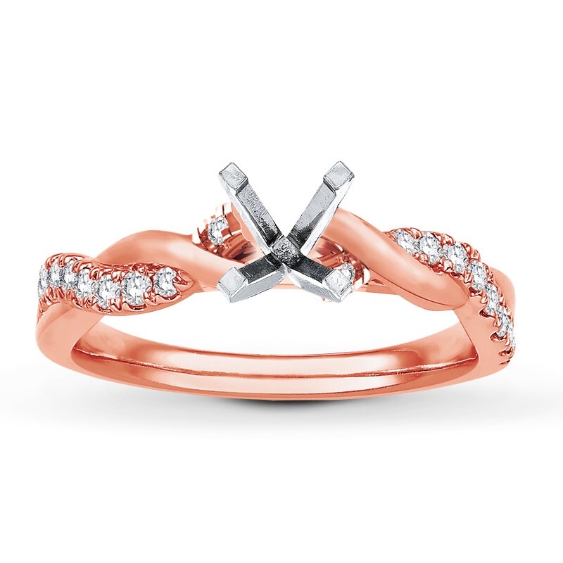 Main Image 1 of Previously Owned Colorless Diamond Ring Setting 1/4 ct tw Round 14K Rose Gold