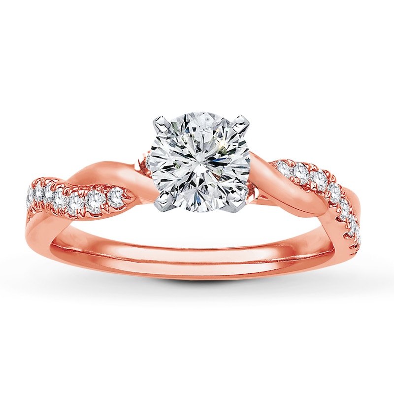 Main Image 3 of Previously Owned Colorless Diamond Ring Setting 1/4 ct tw Round 14K Rose Gold