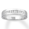 Thumbnail Image 1 of Previously Owned Men's Colorless Diamond Band 1/3 ct tw Baguette/Round 14K White Gold