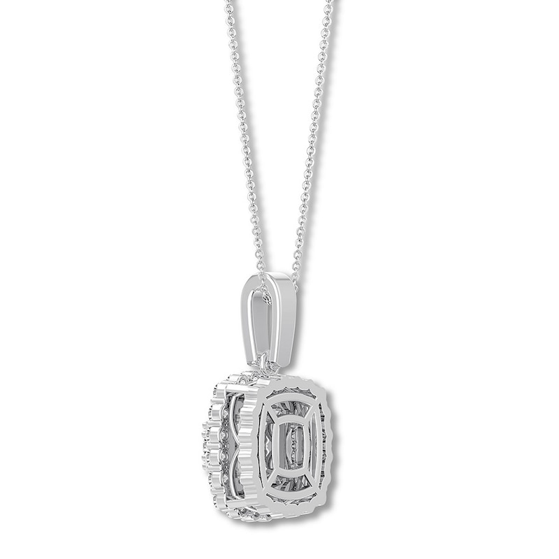 Main Image 4 of Previously Owned Colorless Diamond Necklace 1 carat tw Round 14K White Gold