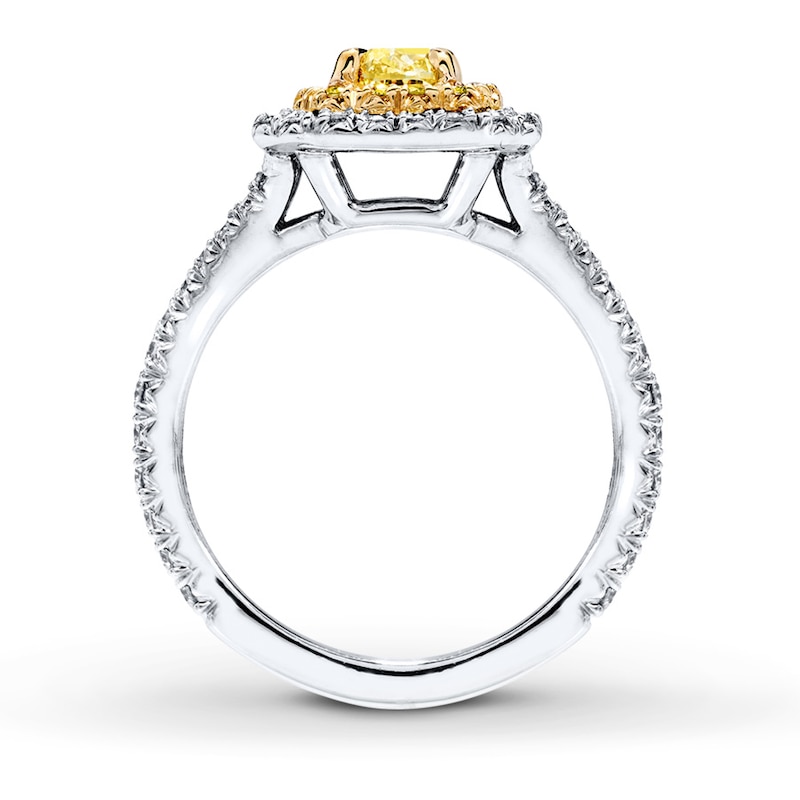 Main Image 2 of Previously Owned Yellow Diamond Engagement Ring 1-1/2 cts tw 18K White Gold