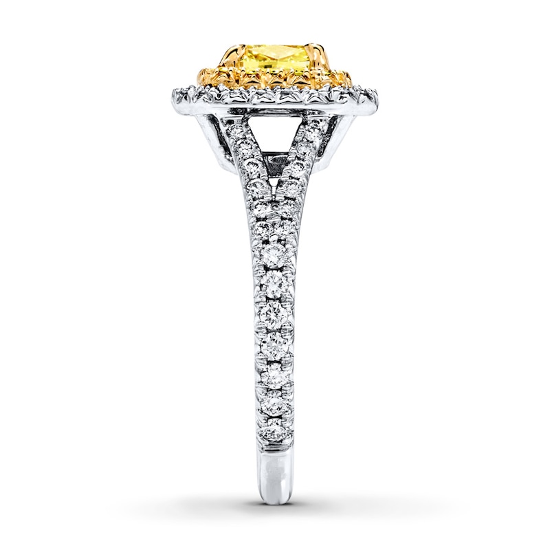 Main Image 3 of Previously Owned Yellow Diamond Engagement Ring 1-1/2 cts tw 18K White Gold