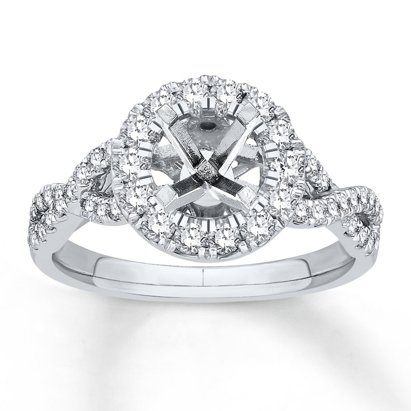 Main Image 1 of Previously Owned Colorless Diamond Ring Setting 3/4 ct tw Round 14K White Gold