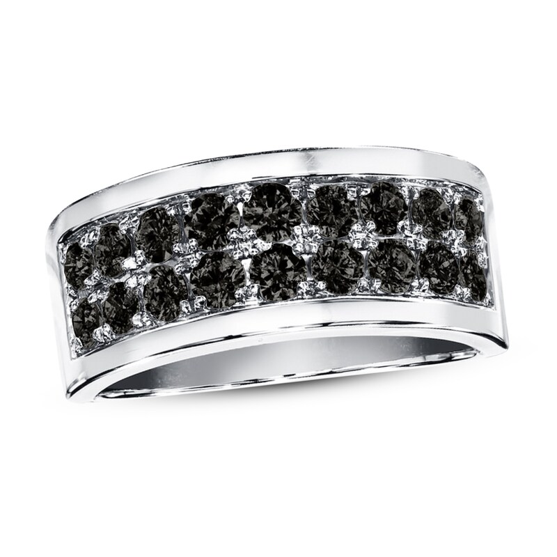 Main Image 1 of Previously Owned Men's Black Diamond Band 1-1/2 ct tw Round 14K White Gold