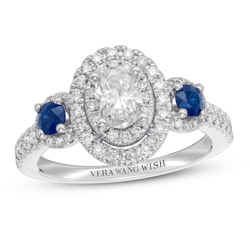 Main Image 1 of Previously Owned Vera Wang WISH Ring 1 ct tw Diamonds & Sapphires 14K White Gold