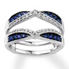 Thumbnail Image 1 of Previously Owned Natural Sapphire Enhancer Ring 1/5 ct tw Diamonds 14K White Gold