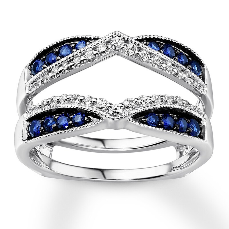 Main Image 1 of Previously Owned Natural Sapphire Enhancer Ring 1/5 ct tw Diamonds 14K White Gold