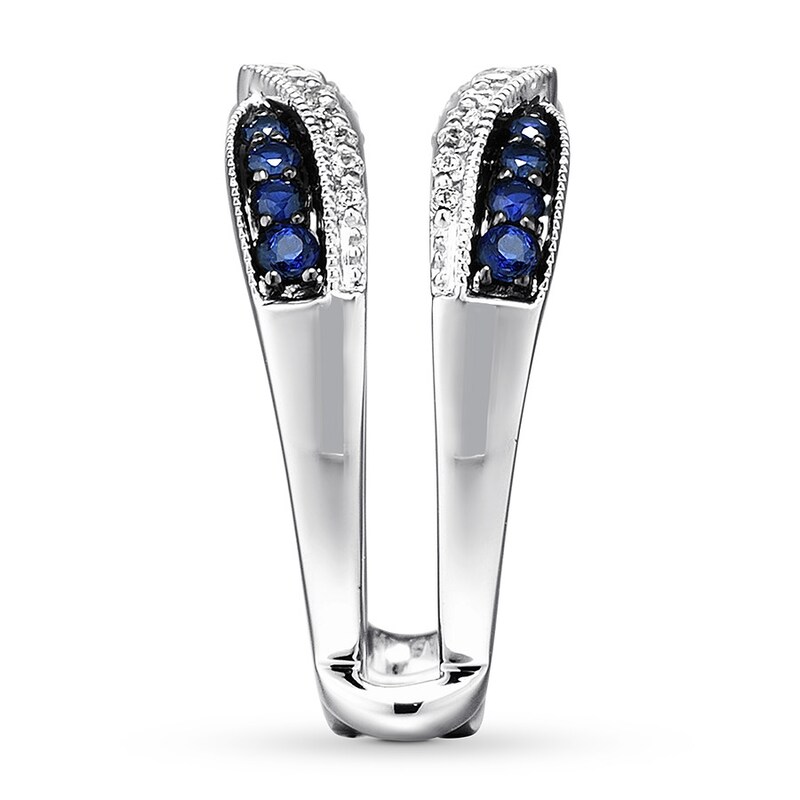 Main Image 3 of Previously Owned Natural Sapphire Enhancer Ring 1/5 ct tw Diamonds 14K White Gold