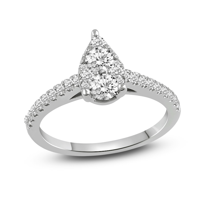 Previously Owned Diamond Engagement Ring / ct tw Pear Shaped 14K White Gold