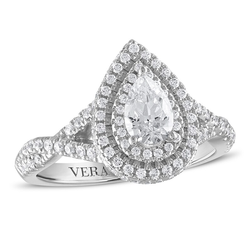 Main Image 1 of Previously Owned Vera Wang WISH Diamond Engagement Ring 1 ct tw Pear-shaped/Round 14K White Gold