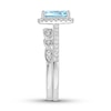 Thumbnail Image 3 of Previously Owned Aquamarine Bridal Set 1/3 ct tw Diamonds 14K White Gold