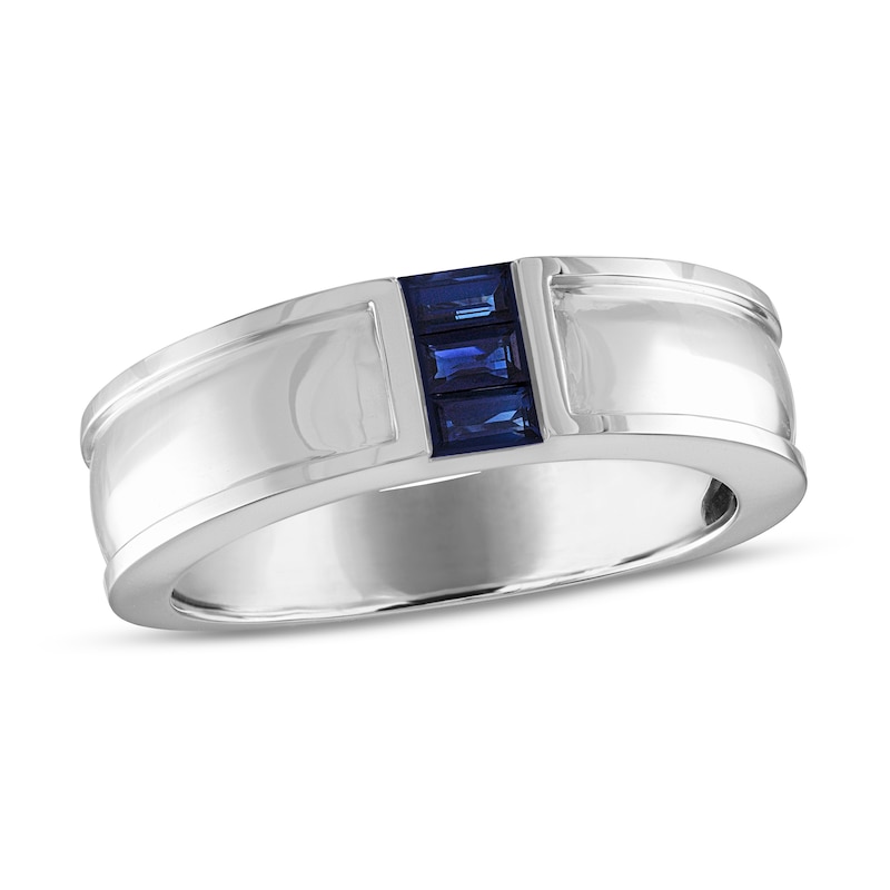Main Image 1 of Previously Owned Vera Wang WISH Natural Blue Sapphire Men's Band 14K White Gold