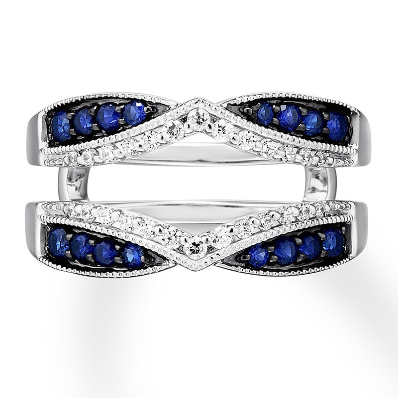 Main Image 4 of Previously Owned Natural Sapphire Enhancer Ring 1/5 ct tw Diamonds 14K White Gold