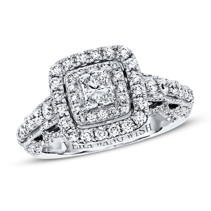 Main Image 1 of Previously Owned Vera Wang WISH 1-1/2 ct tw Princess/Round Diamond 14K White Gold