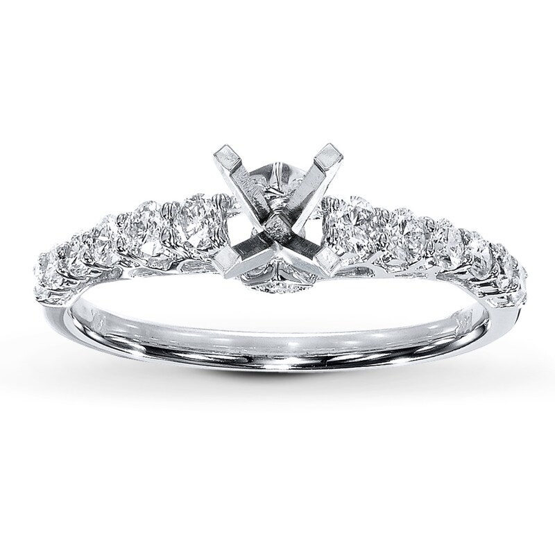 Main Image 1 of Previously Owned Diamond Ring Setting 3/8 ct tw Round-cut 14K White Gold