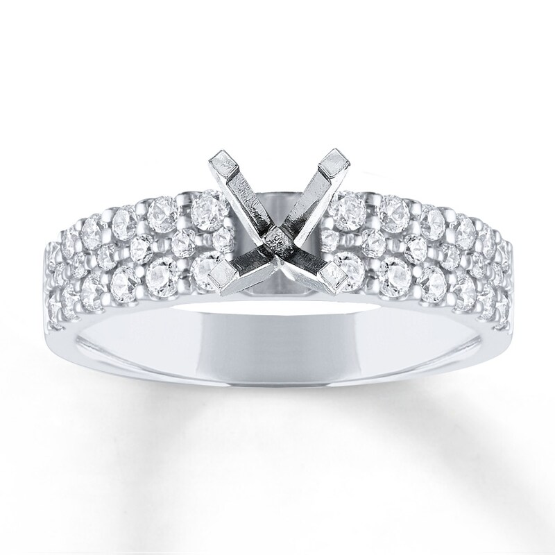 Main Image 1 of Previously Owned Diamond Engagement Ring Setting 5/8 ct tw Round 14K White Gold