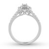 Thumbnail Image 2 of Previously Owned Previously Owned Diamond Promise Ring 1/2 ct tw Emerald/Round 10K White Gold