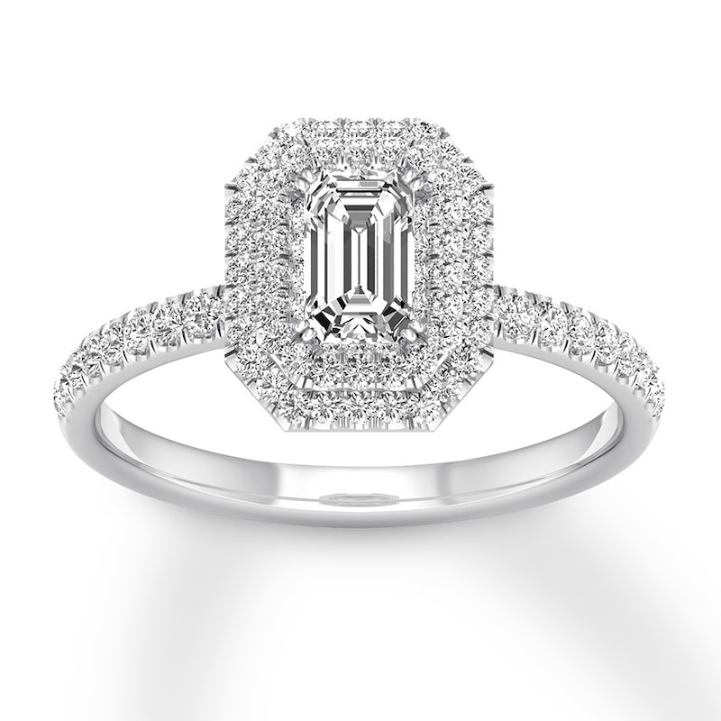 Previously Owned Diamond Engagement Ring / ct tw Emerald-cut 14K White Gold