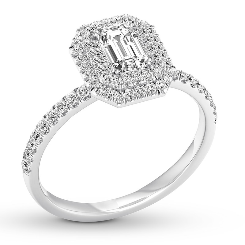 Previously Owned Diamond Engagement Ring / ct tw Emerald-cut 14K White Gold
