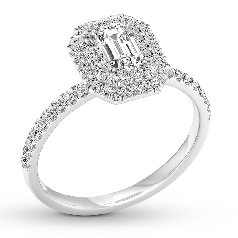 Main Image 4 of Previously Owned Diamond Engagement Ring 5/8 ct tw Emerald-cut 14K White Gold