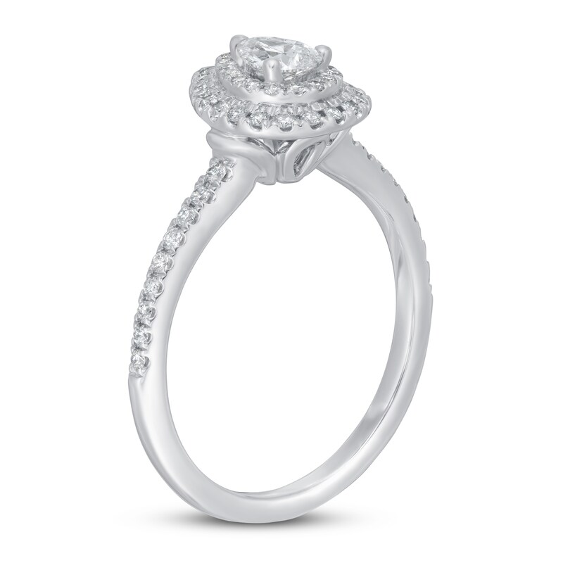 Main Image 2 of Previously Owned Diamond Engagement Ring 5/8 ct tw Pear-shaped/Round 14K White Gold