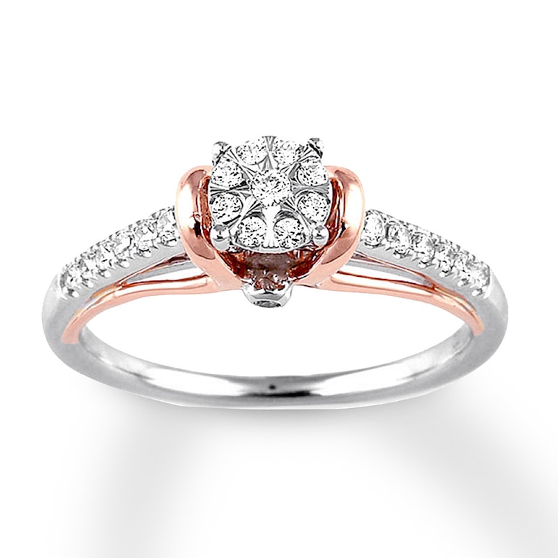 Main Image 1 of Previously Owned Diamond Promise Ring 1/4 ct tw Round 10K Two-Tone Gold