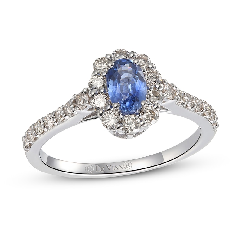 Main Image 1 of Previously Owned Le Vian Natural Sapphire Ring 1/2 ct tw Diamonds 14K Vanilla Gold
