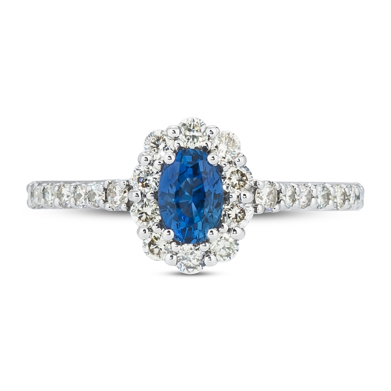 Main Image 4 of Previously Owned Le Vian Natural Sapphire Ring 1/2 ct tw Diamonds 14K Vanilla Gold