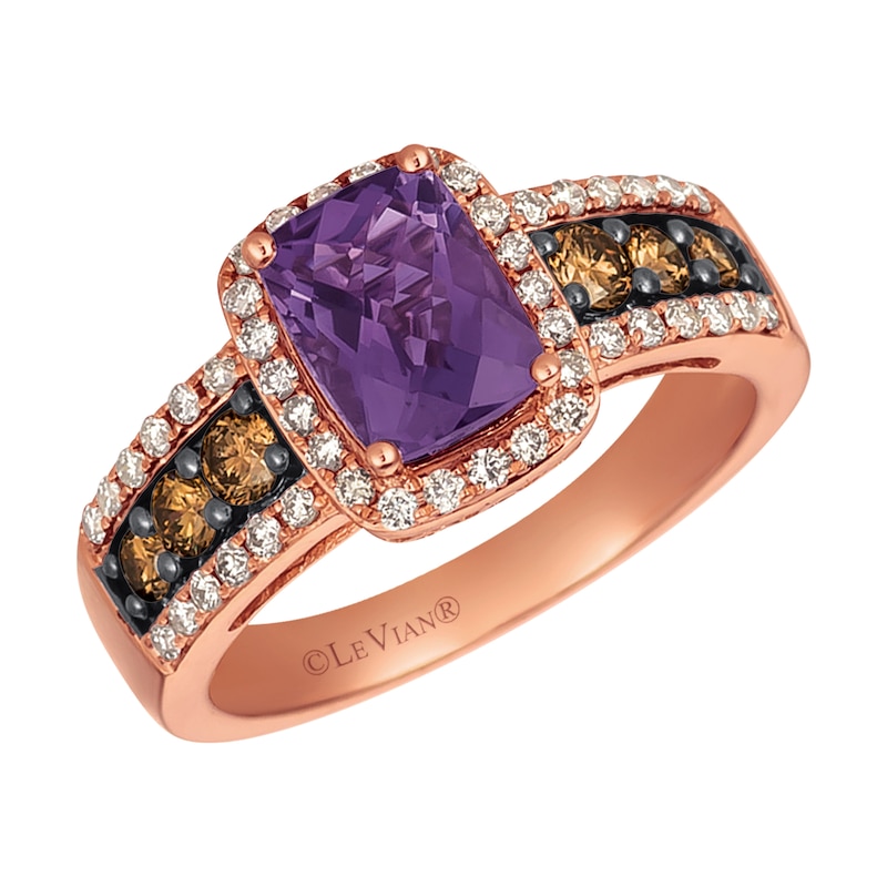 Previously Owned Le Vian Amethyst Ring 5/8 ct tw Diamonds 14K Strawberry Gold