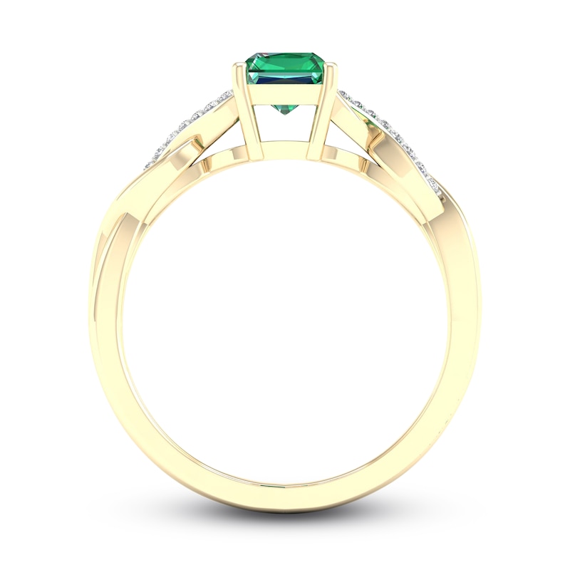 Main Image 4 of Previously Owned Natural Emerald Ring 1/20 ct tw Diamonds 10K Yellow Gold