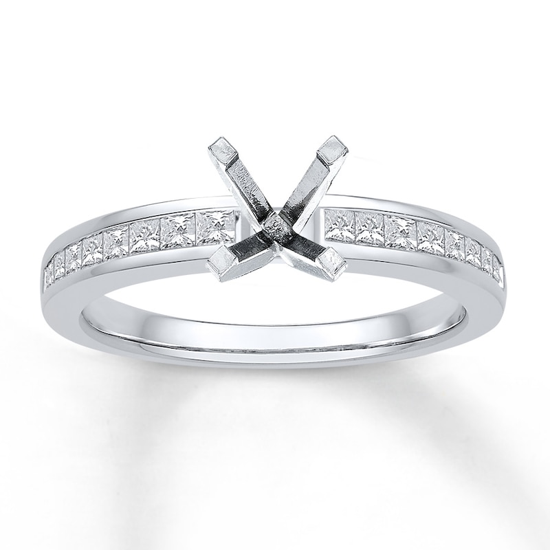 Main Image 1 of Previously Owned Colorless Diamond Ring Setting 1/2 ct tw Princess-cut 14K Gold
