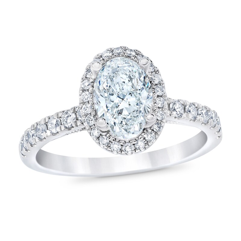 Previously Owned Royal Asscher Letizia Diamond Engagement Ring 1 1/2 ct tw Oval 14K White Gold