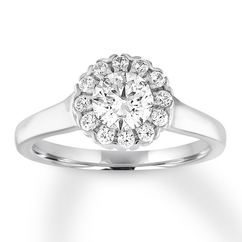 Main Image 1 of Previously Owned Diamond Engagement Ring 1 ct tw Round-cut 14K White Gold