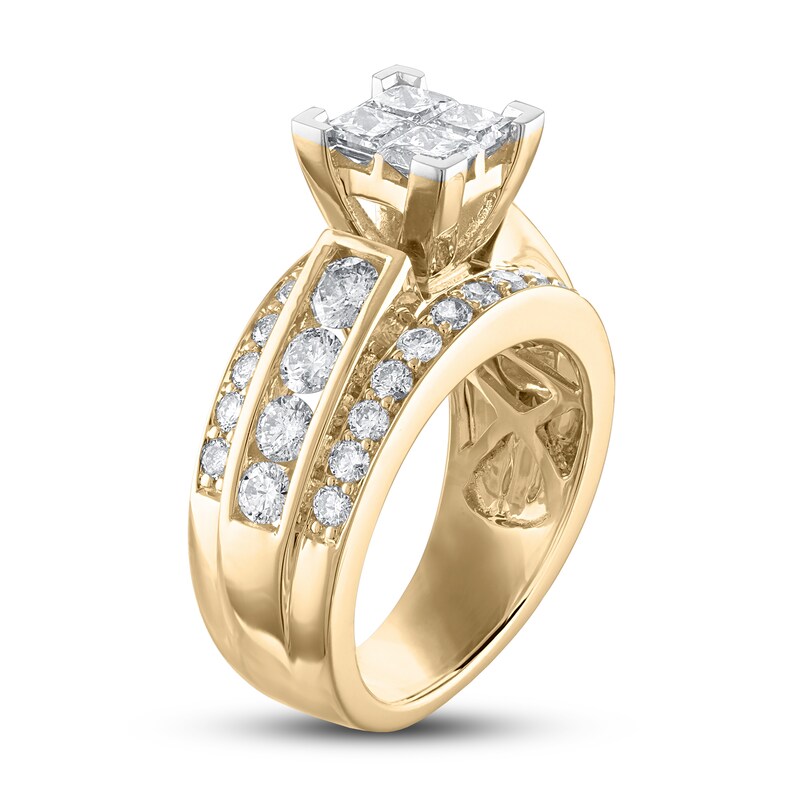 Main Image 2 of Previously Owned Diamond Engagement Ring 2-5/8 ct tw Princess/Round 14K Yellow Gold