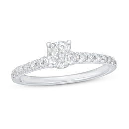 Previously Owned Diamond Engagement Ring 7/8 ct tw Cushion/Round 14K White Gold