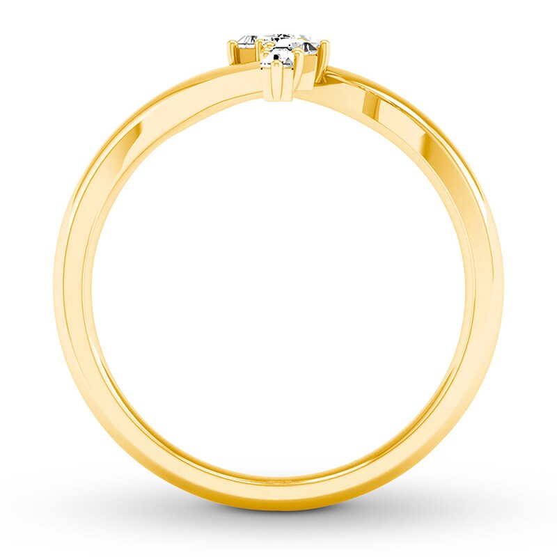 Main Image 2 of Previously Owned Diamond Ring 1/3 ct tw Round/Baguette 10K Yellow Gold