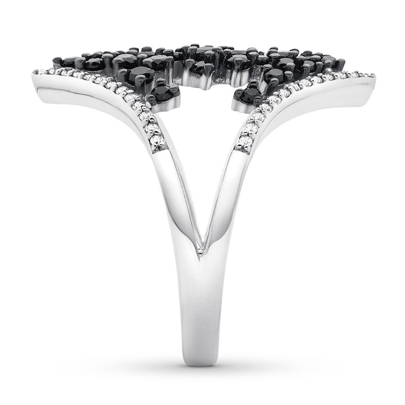 Main Image 3 of Previously Owned Black/White Diamond Ring 1 ct tw Round 14K White Gold