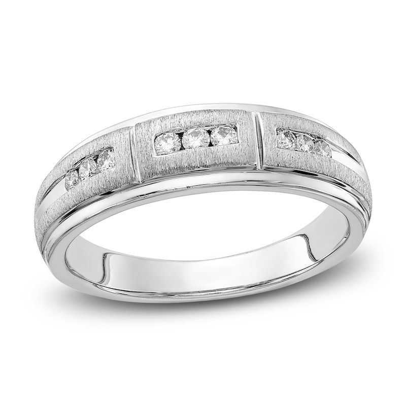 Main Image 1 of Previously Owned Men's Diamond Wedding Band 1/5 ct tw Round 10K White Gold