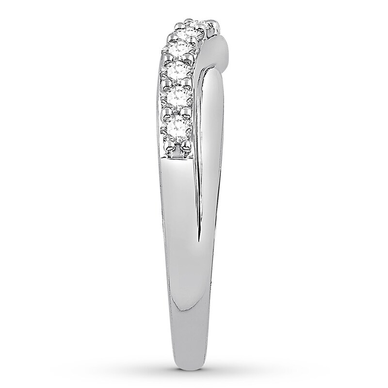 Main Image 3 of Previously Owned Diamond Contour Ring 1/2 carat tw Round 14K White Gold