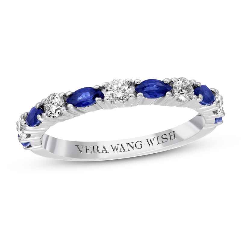 Main Image 1 of Previously Owned Vera Wang WISH Sapphire Band 1/4 ct tw Diamonds 14K White Gold