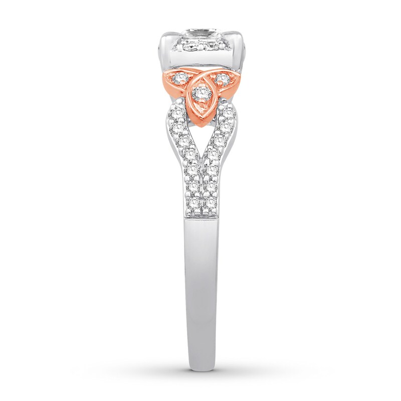 Main Image 3 of Previously Owned Diamond Promise Ring 1/2 ct tw Princess/Round 10K Two-Tone Gold