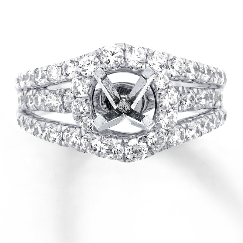 Main Image 1 of Previously Owned Diamond Ring Setting 1-3/8 ct tw Round 18K White Gold